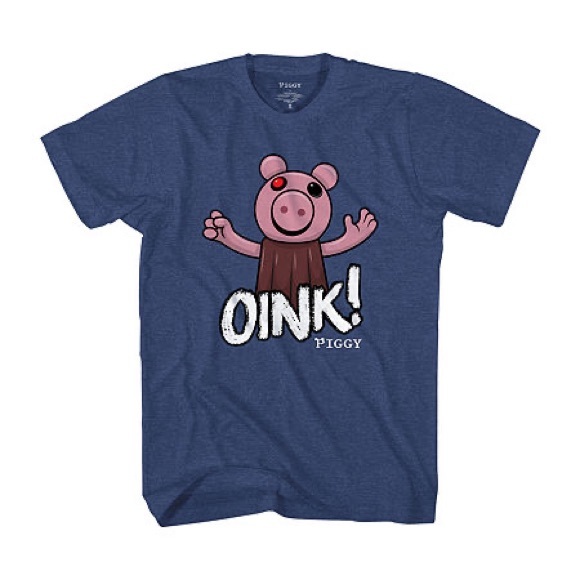 Roblox Piggy T-shirt Boy’s Extra Large Shirt Sleeve Graphic Tee Navy Blue - Picture 1 of 13